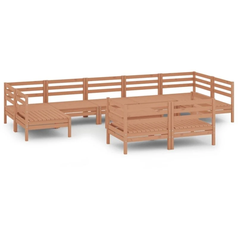 Image of VIDAXL 10 Piece Garden Lounge Set Honey Brown Solid Wood Pine Vidaxl 8720286692370