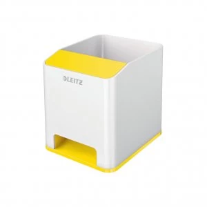 Image of Leitz WOW Sound Pen Holder Dual Colour WhiteYellow 53631016