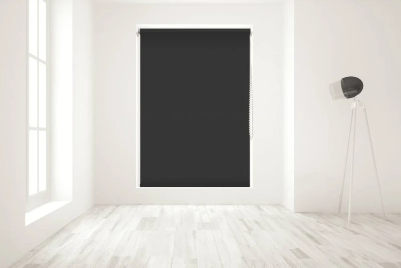 Image of Blinds Outlet Blackout Roller Blind in Black Size: 240cm width x 160cm drop Black Unisex 240cm width x 160cm drop