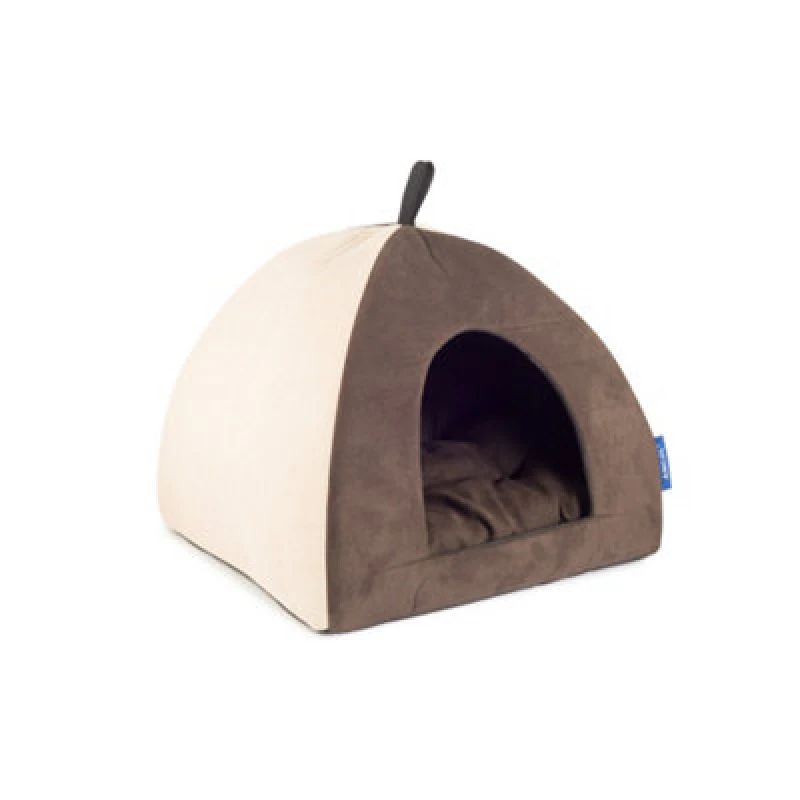 Image of Ancol 'Sleepy Paws' Comfortable Lightweight Plush Faux Suede Cat Pyramid Bed Brown
