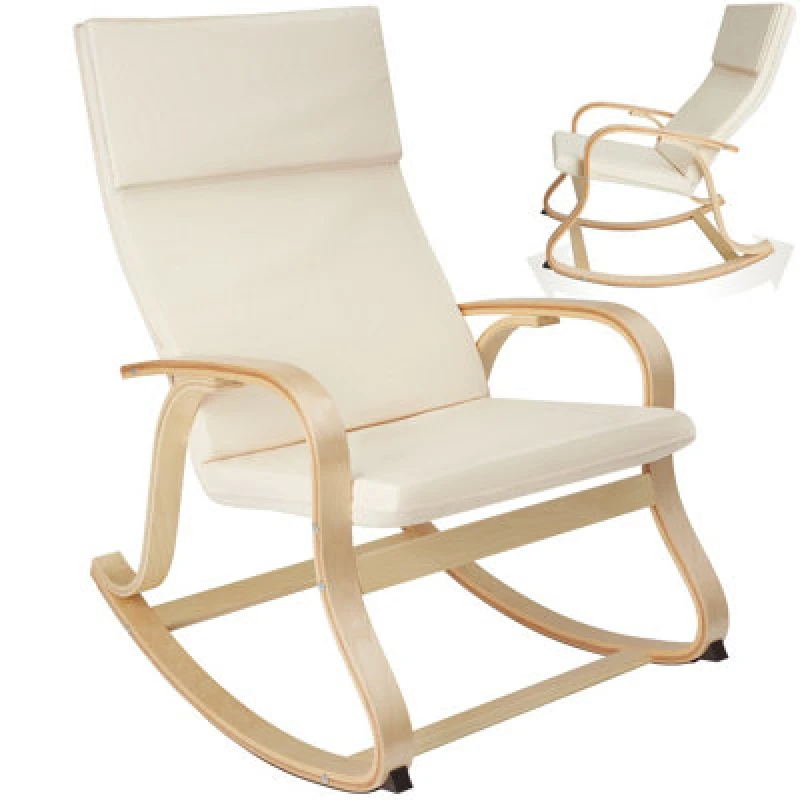 Image of Tectake 1 Rocking Chair Roca - With Armrests, Comfortable Padding And Floor Protectors - Beige