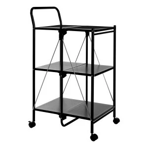 Image of Premier Housewares Rectangular Folding Kitchen Trolley - Black