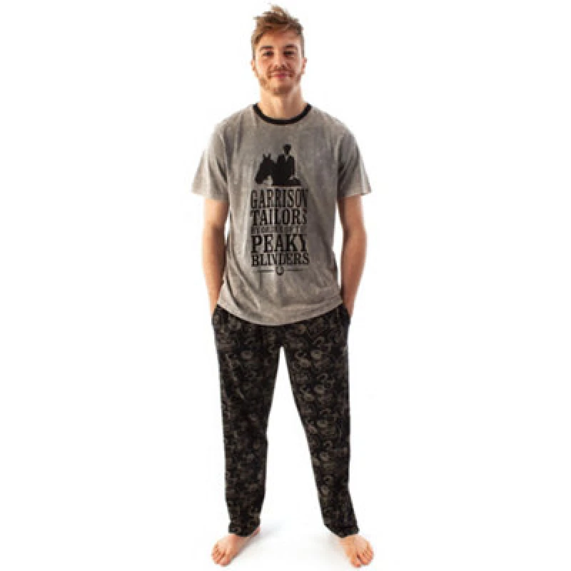 Image of Peaky Blinders Peaky Blinders Men T-Shirt and Lounge Pants in Grey Size: Medium Grey M Male 5056210169087