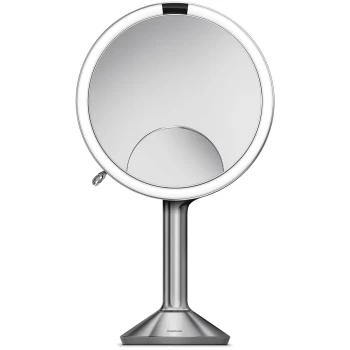 Image of simplehuman Rechargeable Trio Sensor Mirror with Touch Control Brightness - Brushed Stainless Steel 20cm