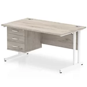 Image of Trexus Rectangular Desk White Cantilever Leg 1400x800mm Fixed Ped 3