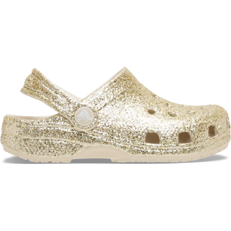 Image of Crocs Kids Classic Chunky Glitter Clogs Sandstone J2