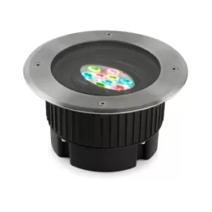 Image of Leds-C4 Gea - Outdoor LED Recessed Ground Uplight Stainless Steel Polished DMX Dimming 18.5cm 16deg. RGB IP67
