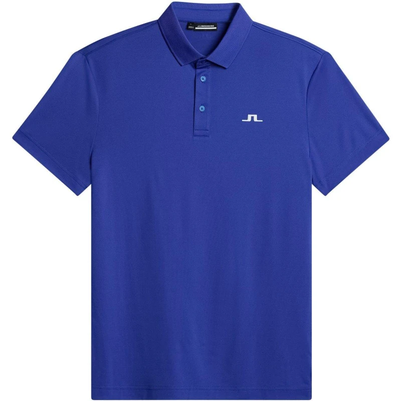 Image of J Lindeberg Golf Mens Short-Sleeve Performance Polo Shirt Clematis Blue male Small
