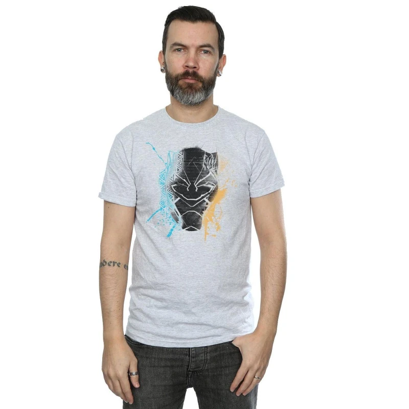 Image of Marvel Marvel Men Black Panther Splash T-Shirt in Grey Size: Small Grey S Male 5057736555811