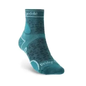 Image of Brigdedale TRAIL RUN Lightweight T2 Merino Sport 3/4 Crew Womens - Medium Teal