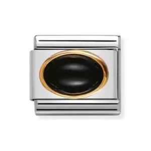 Image of Nomination Classic Gold Black Agate Oval Charm