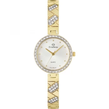Image of EverSwiss Silver and Gold 'Crystal' Ladies Watch - 2810-lgs