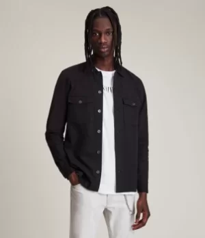 Image of AllSaints Mens Spotter Shirt, Black, Size: XS