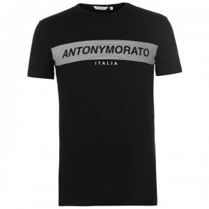 Image of Antony Morato Rubber Logo T Shirt - Black 9000