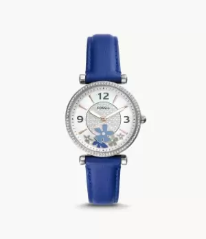 Image of Fossil Women Carlie Two-Hand Blue Eco Leather Watch