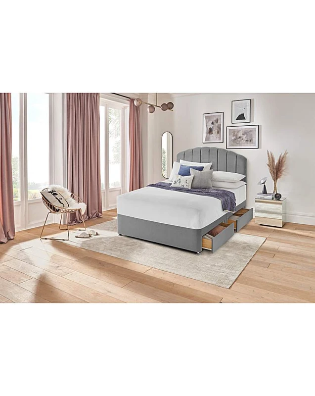 Image of Silentnight Silentnight Fabric 4 Drawer Divan Base Grey - Silentnight - Size: DOUBLE Grey DOUBLE DI29107