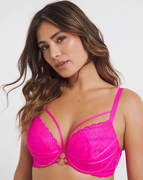Image of Ann Summers Ann Summers Compelling Plunge Bra Bright Pink Female 40D LO34209