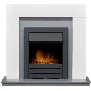 Image of Dakota Fireplace in Pure White & Grey with Colorado Electric Fire in Black, 39" - Adam