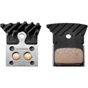Image of Shimano L04C Alloy Backed Metal Sintered Disc Brake Pads With Cooling Fins - Black