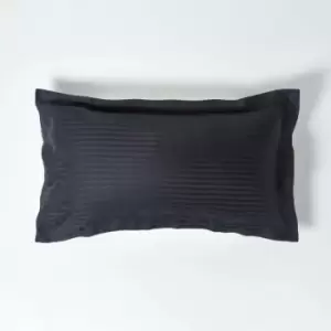 Image of HOMESCAPES Black Egyptian Cotton Ultrasoft King Size Oxford Pillowcase 330 Thread Count - Black - Black