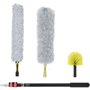 Image of Extendable Feather Duster Cleaning Kit w/ Telescopic Pole 1.8m - Yellow, Grey - Homcom