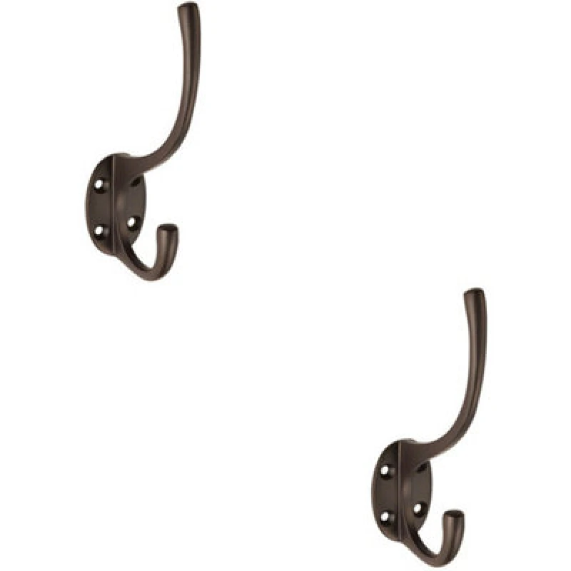 Image of Loops 2x Victorian Hat & Coat Hook on Oval Backplate 64mm Projection Matt Bronze Multi