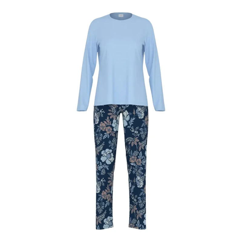 Image of mey Womens long pyjama Mey Nostalgia Bleu Female 48