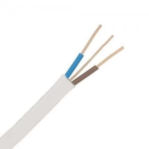 Image of Zexum White 1.5mm 16A 2 Core and Earth Brown Blue Fire Resistant Rated BASEC Approved Power Cable - 100 Meter