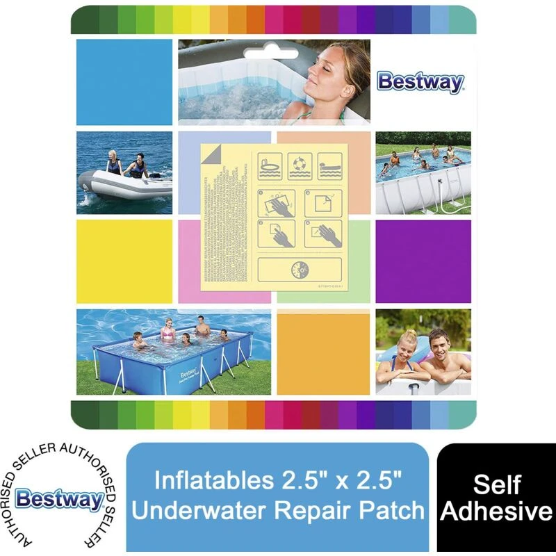 Image of Bestway Underwater Adhesive 'Repair Patch' 2.5x 2.5/6.5cm x 6.5cm Yellow unisex
