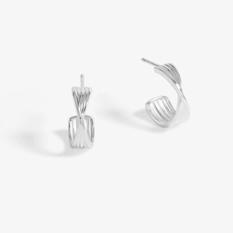 Image of Simply Silver Sterling Silver 925 Polished Twist Hoop Earrings Silver