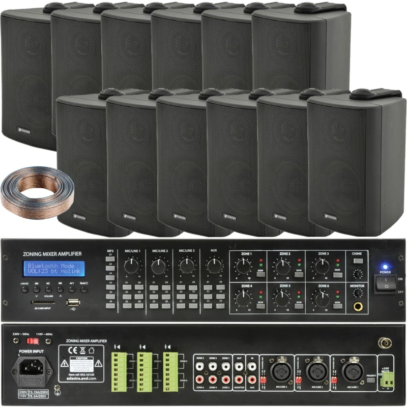 Image of Loops 6 Zone Matrix Bluetooth Mixer Amplifier Amp 12 Speaker System Switch Splitter PA Multi unisex