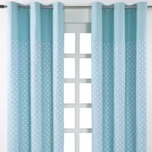 Image of Homecapes Cotton Stars Blue Ready Made Eyelet Curtain Pair, 117 x 137cm Drop - Blue