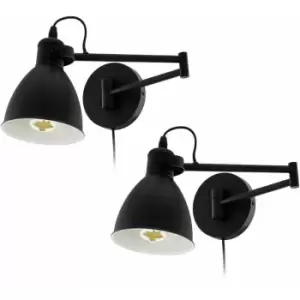 Image of Loops - 2 pack Wall Flush Ceiling Light Colour Black Shade White Inner Moveable E27 10W