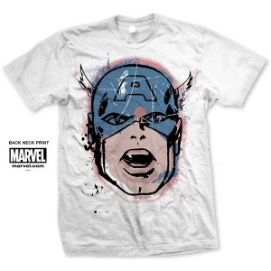 Image of Marvel Comics - Captain America Big Head Distressed Unisex Medium T-Shirt - White