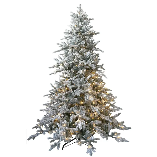 Image of 7.5ft Snowy Lancaster Fir Pre-lit Christmas Tree Green
