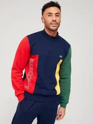 Image of Lacoste Lacoste Colour Block Crew Neck Sweat, Navy Size M Men