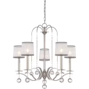 Image of 5 Bulb Chandelier Hanging Pendant LIght Imperial Silver LED E14 40W Bulb