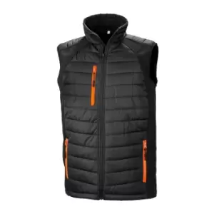 Image of Result Mens Black Compass Padded Soft Shell Gilet (M) (Black/Orange)
