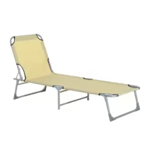 Image of Outsunny Folding Sun Lounger - Beige
