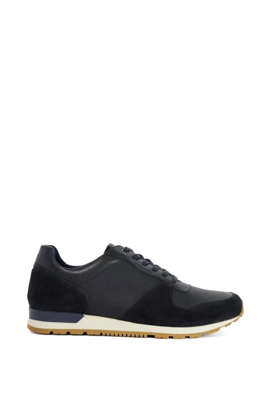 Image of Dune London Mens 'Toronto' Leather Trainers in Navy Size: 9 Navy Male 9