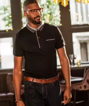 Image of Monochrome Printed Smart Polo Shirt