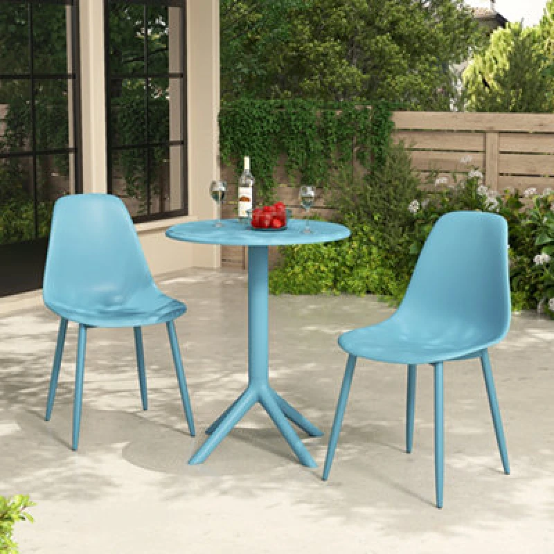 Image of Core Products Rimini 3 Piece Cala Bistro Table & 2 Chair Set Outdoor Grade, Sky Blue GRDTC101-SB