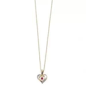 Image of Elements Yellow Gold Ruby Diamond Heart Pendant GP924RZ475GN141