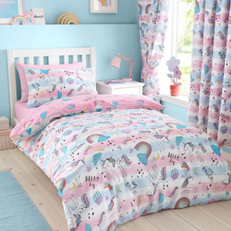 Image of Portfolio Home Dreamy Unicorns Duvet Cover Set Pink