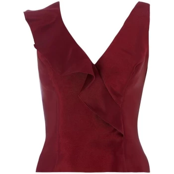 Image of ISSA Ruffle Top - Bordeaux