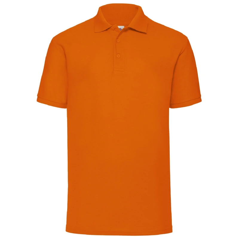 Image of Fruit Of The Loom Fruit of the Loom Men 65 35 Pique Short Sleeve Polo Shirt in Orange Size: Small Orange S Male 5055747649000