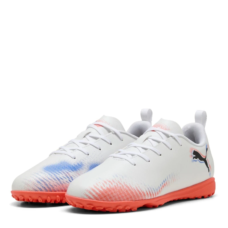 Image of Puma Future 8 Play Astro Turf Football Boots Juniors White/Black/Red male 3 (35.5)
