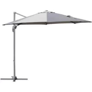 Image of Cantilever Roma Parasol 360° Rotation w/ Hand Crank & Base, Grey - Outsunny
