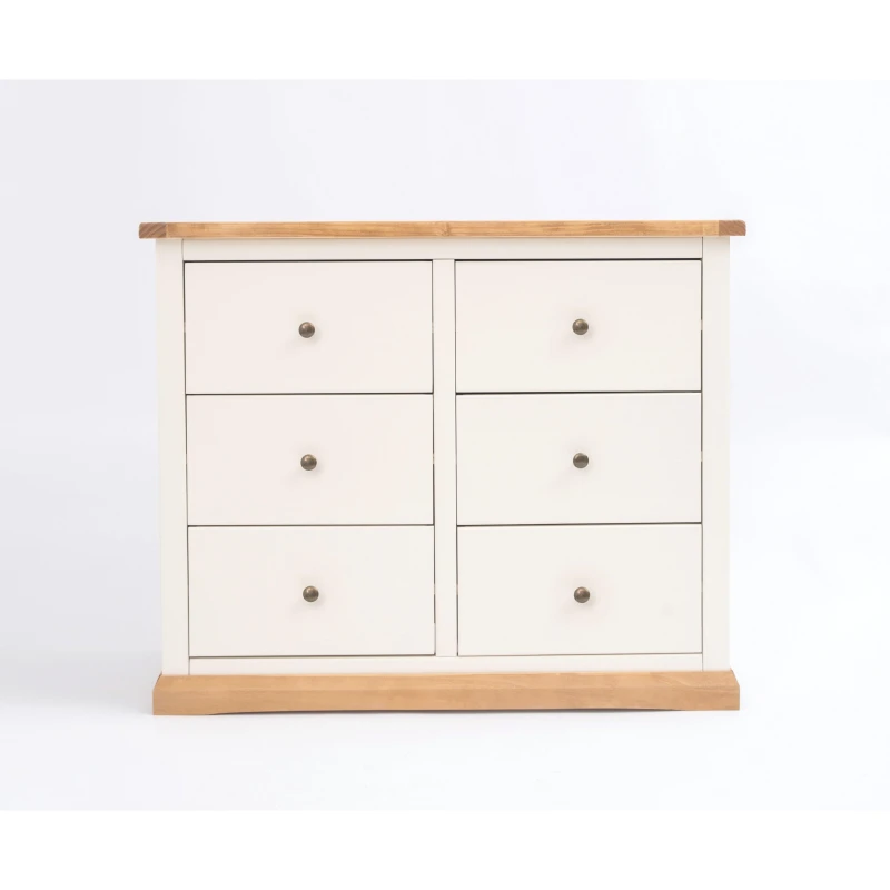 Image of Cabinet Bits Trevi 6 Drawer Chest of Drawers Brass Knob in Off-White Off-White Unisex