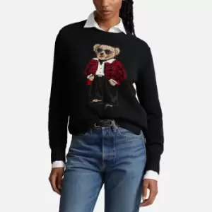 Image of Polo Ralph Lauren Womens Holiday Bear Short Sleeve T-Shirt - Polo Black - XS